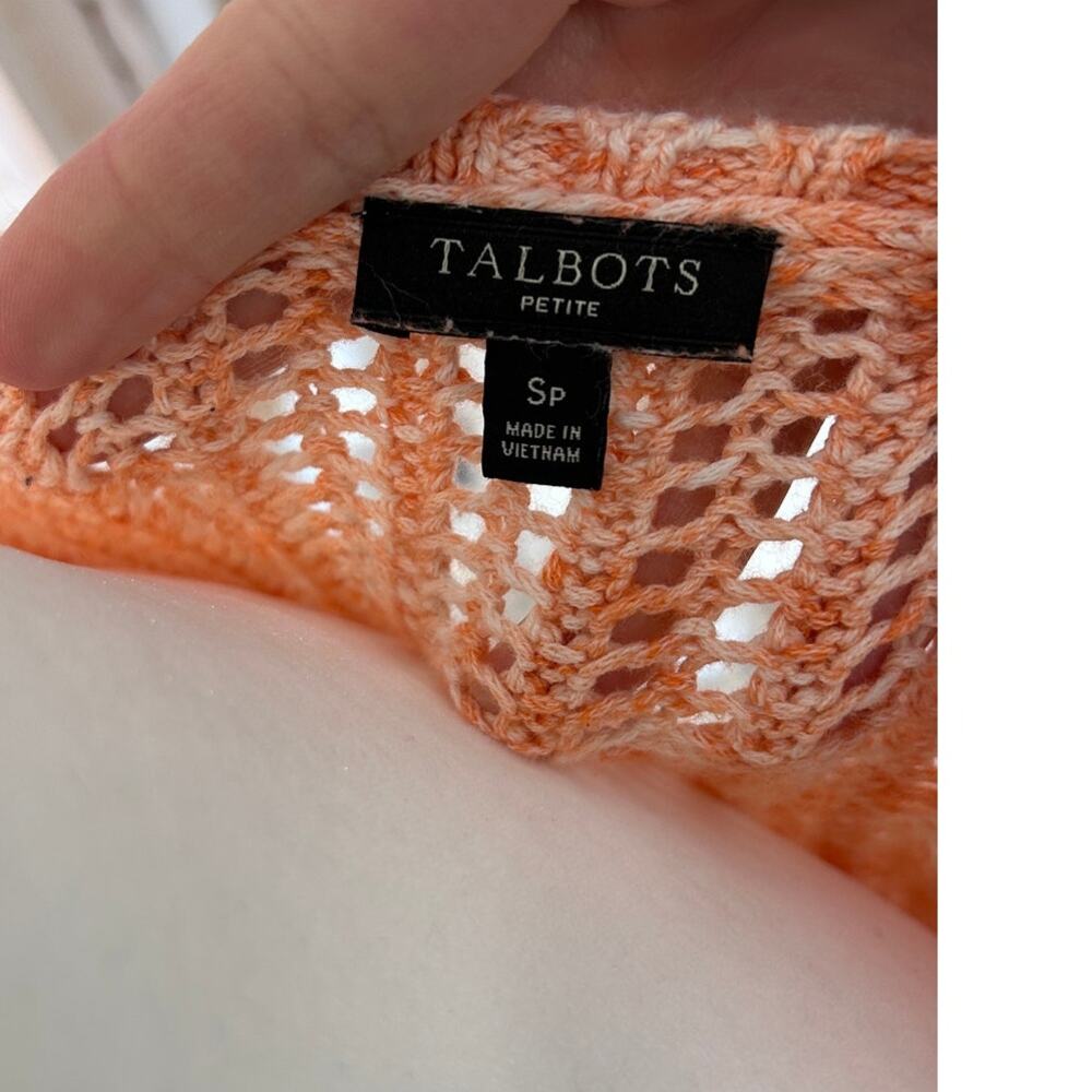 Talbot's Women's Size S Petite Peachy Orange Open Knit Pullover Sweater #0140 - Picture 5 of 7